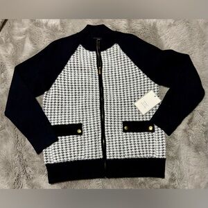 Calligraphie Super Soft Houndstooth Sweater/Zip Up Cardigan.